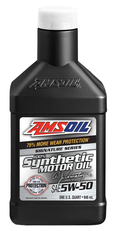 AMSOIL Signature Series 5W-50 100% Synthetic Motor Oil bottle