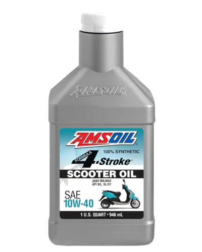 AMSOIL Formula 4-Stroke 10W-40 Synthetic Scooter Oil quart bottle