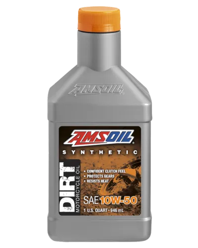 AMSOIL 10W-50 Synthetic Dirt Bike Oil quart bottle
