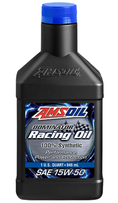 AMSOIL DOMINATOR 15W-50 Synthetic Racing Oil quart bottle