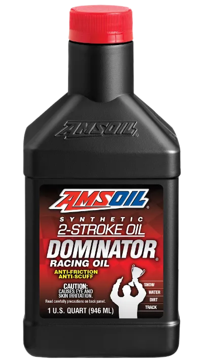 AMSOIL DOMINATOR Synthetic 2-Stroke Racing Oil quart bottle